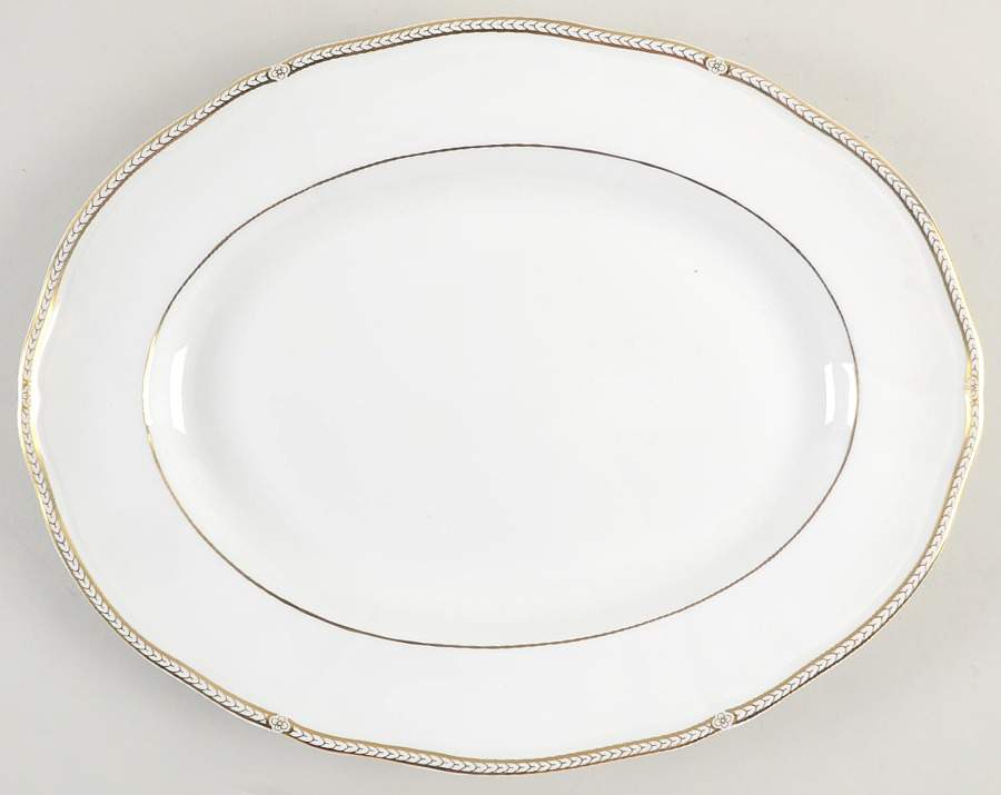 Crown Gold (England) 14" Oval Serving Platter by Wedgwood-1