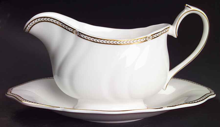 Crown Gold (England) Gravy Boat & Underplate by Wedgwood-1