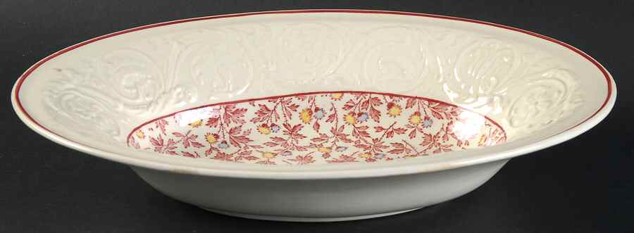 Crimson Pompadour 9" Oval Vegetable Bowl by Wedgwood-1