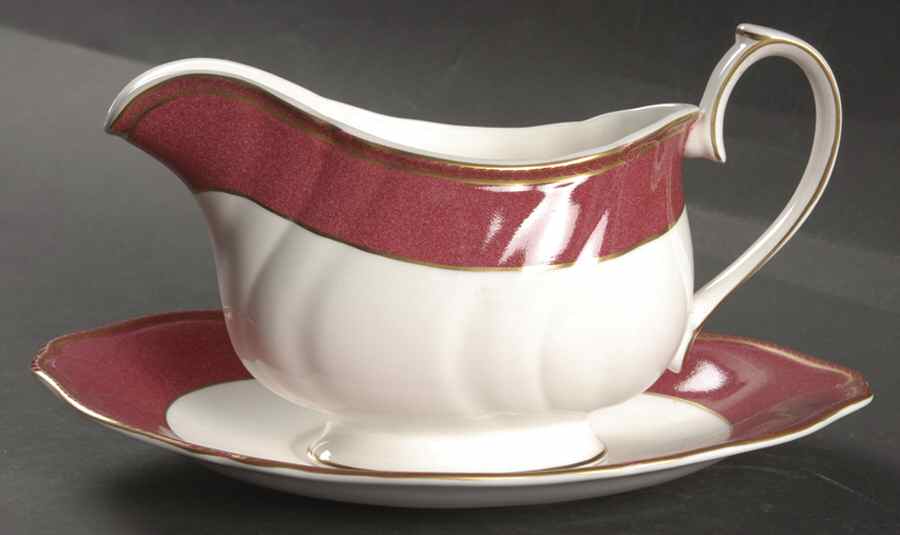 Crown Ruby Gravy Boat & Underplate by Wedgwood-1