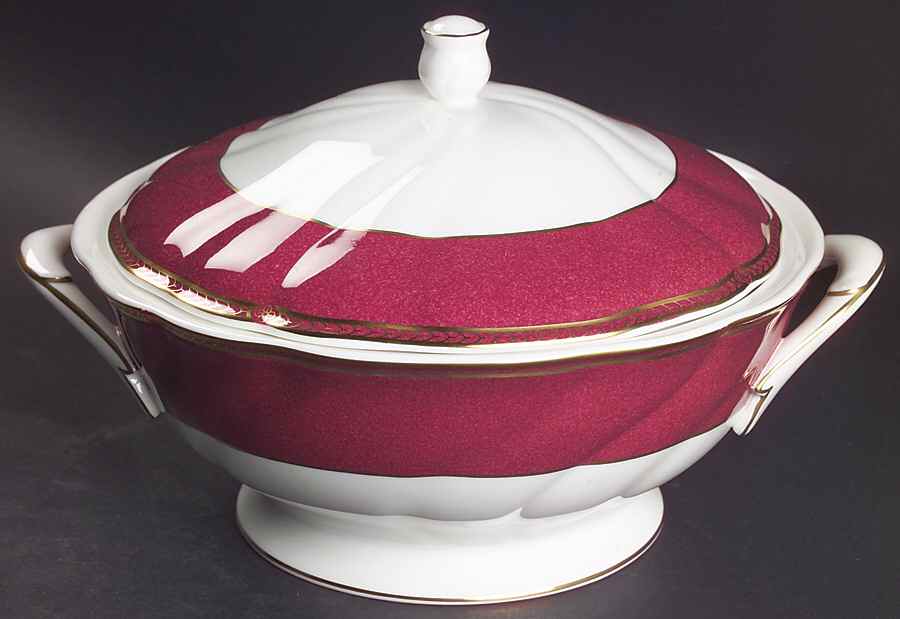 Crown Ruby Round Covered Vegetable by Wedgwood-1