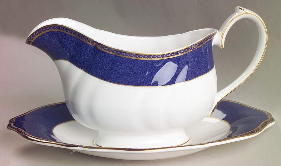 Crown Sapphire (England) Gravy Boat & Underplate by Wedgwood-1