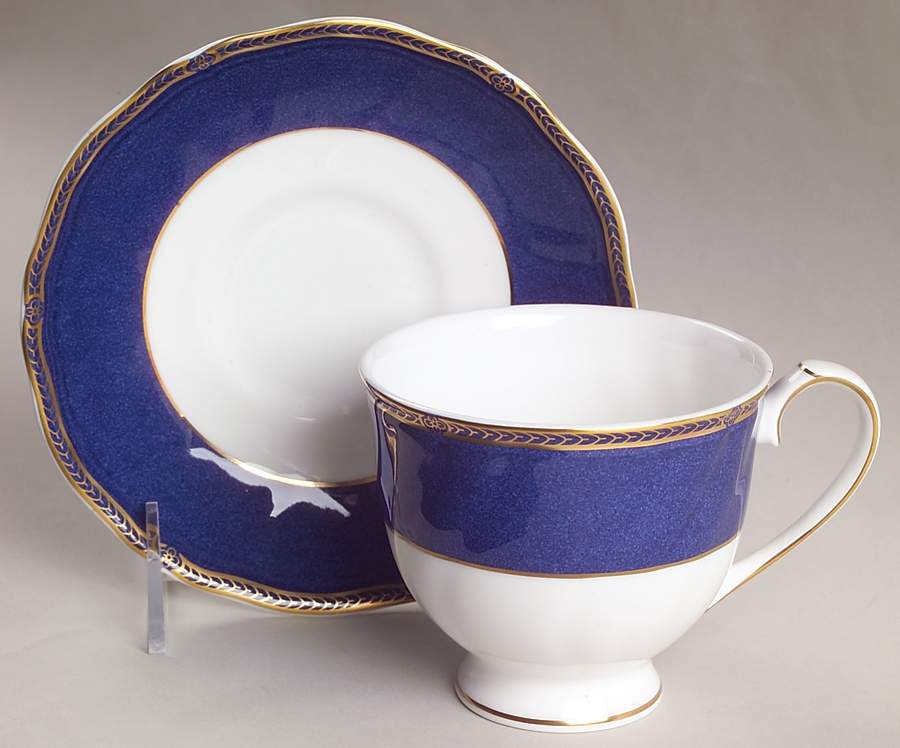 Crown Sapphire (England) Footed Cup & Saucer Set by Wedgwood-1