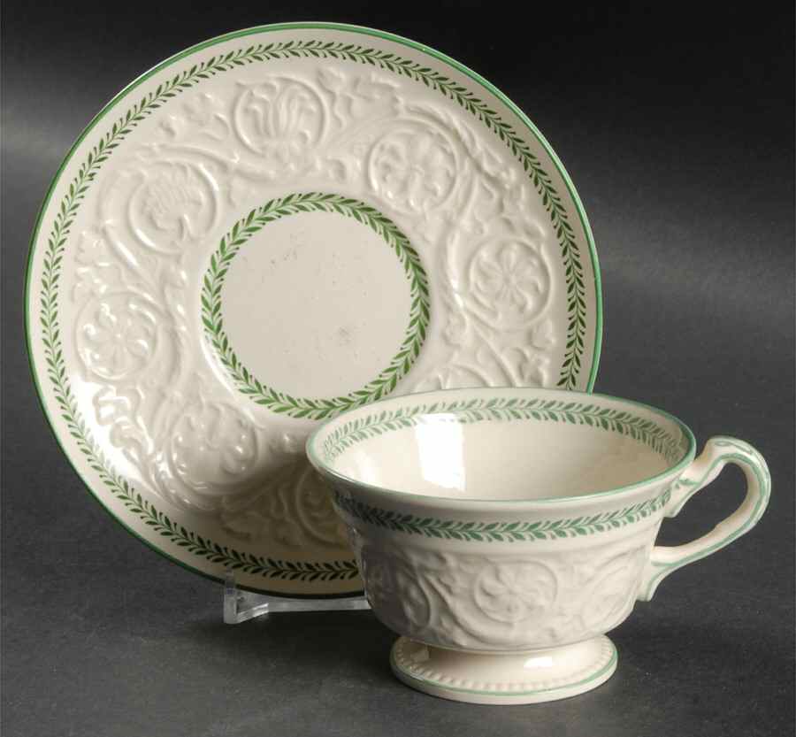 Curzon Bead Footed Cup & Saucer Set by Wedgwood-1