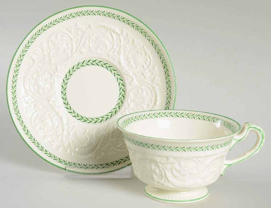 Curzon Bead Footed Cup & Saucer Set by Wedgwood-1
