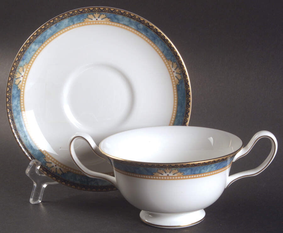 Curzon Footed Cream Soup Bowl & Saucer Set by Wedgwood-1