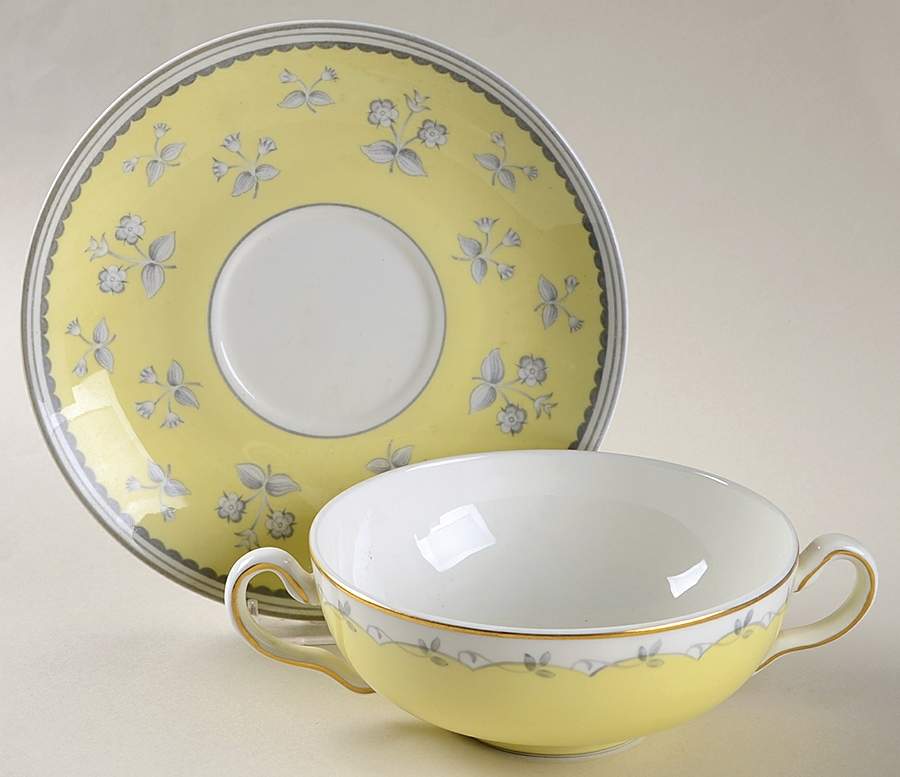 Cynthia Flat Cream Soup Bowl & Saucer Set by Wedgwood-1