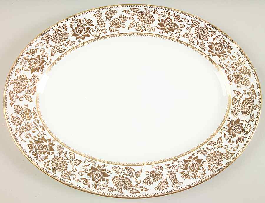 Damask Gold 15" Oval Serving Platter by Wedgwood-1