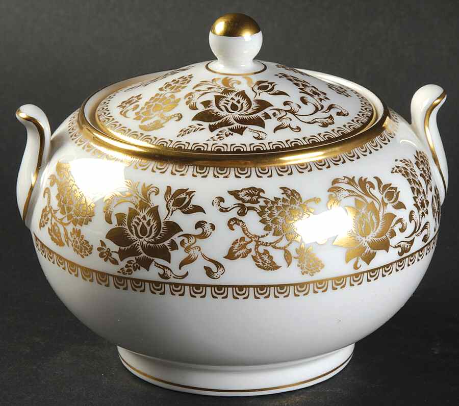 Damask Gold 146 Shape Sugar Bowl & Lid by Wedgwood-1