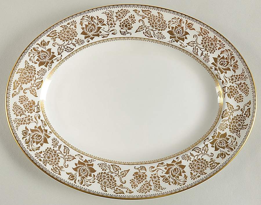 Damask Gold 13" Oval Serving Platter by Wedgwood-1