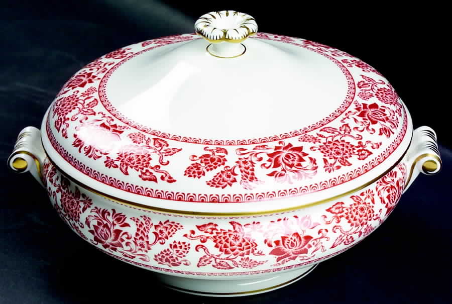 Damask Red Round Covered Vegetable by Wedgwood-1