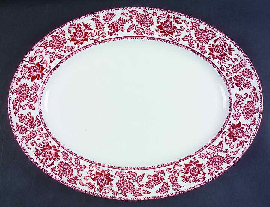 Damask Red 15" Oval Serving Platter by Wedgwood-1