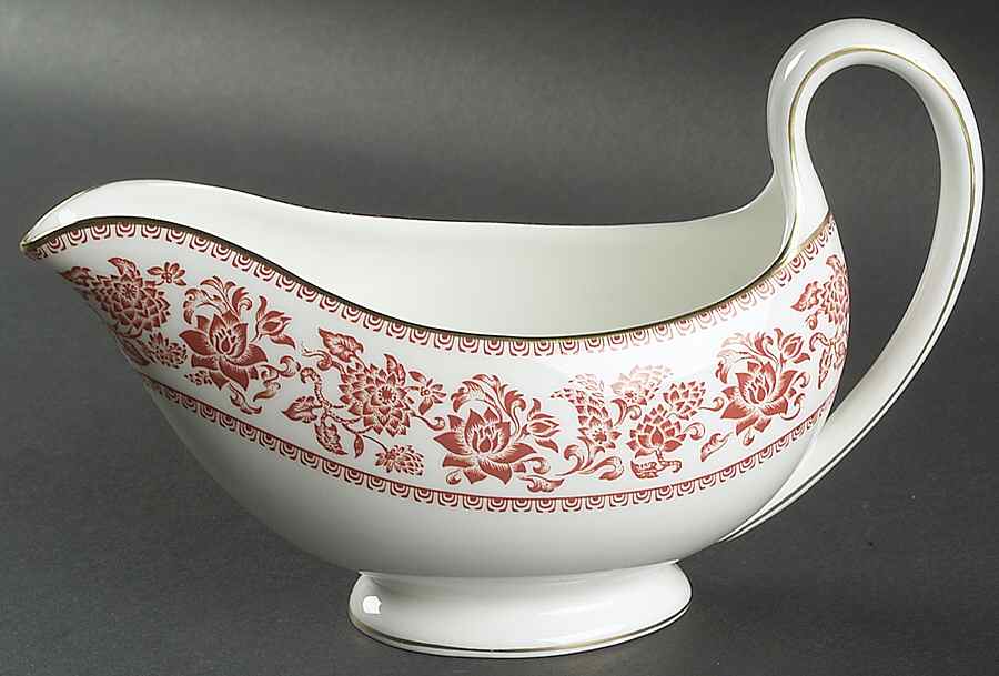 Damask Red Gravy Boat by Wedgwood-1