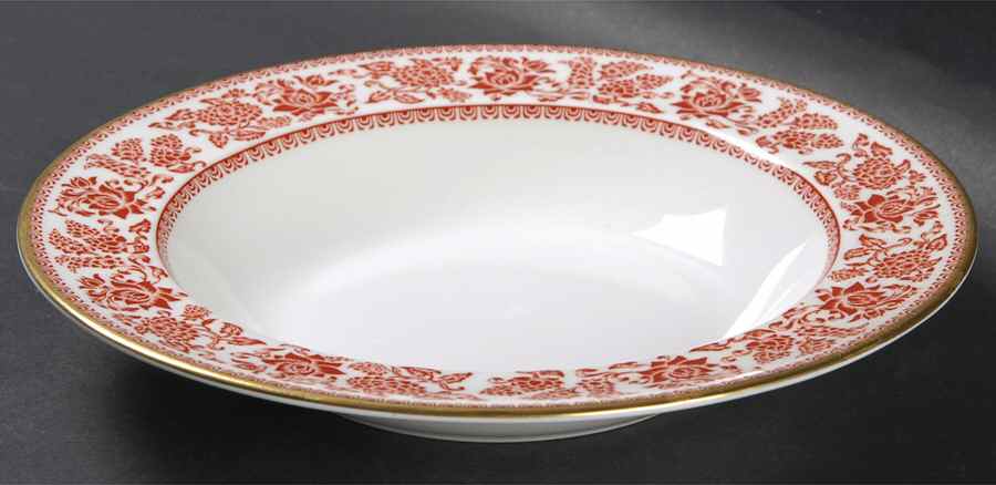 Damask Red Rim Soup Bowl by Wedgwood-1