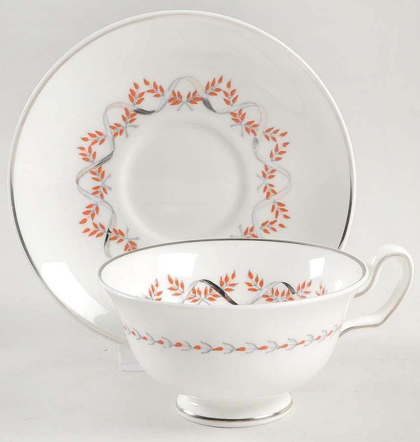 Dartmouth (Ribbon on Rim) Footed Cup & Saucer Set by Wedgwood-1