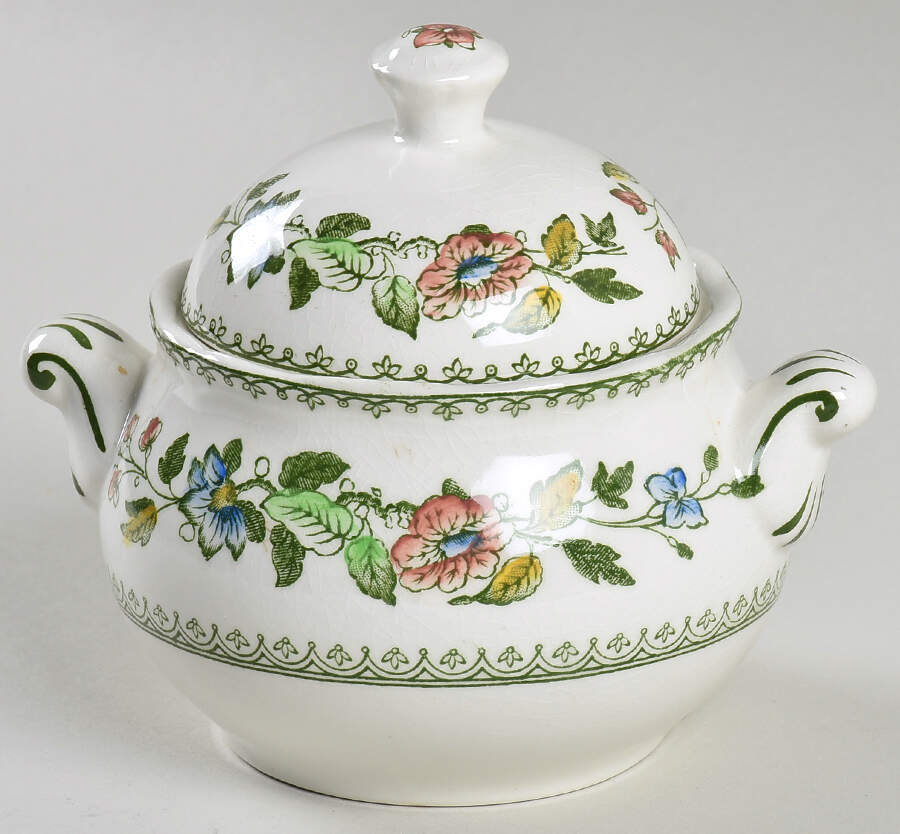 Davenport Green Multicolor Sugar Bowl & Lid by Wedgwood-1