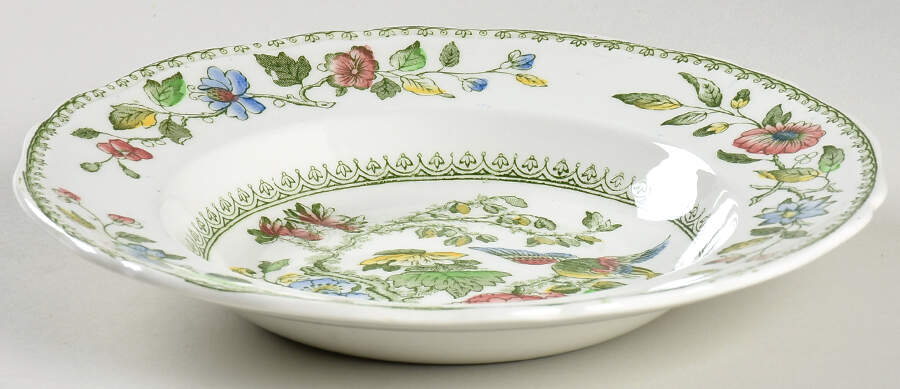 Davenport Green Multicolor Rim Soup Bowl by Wedgwood-1