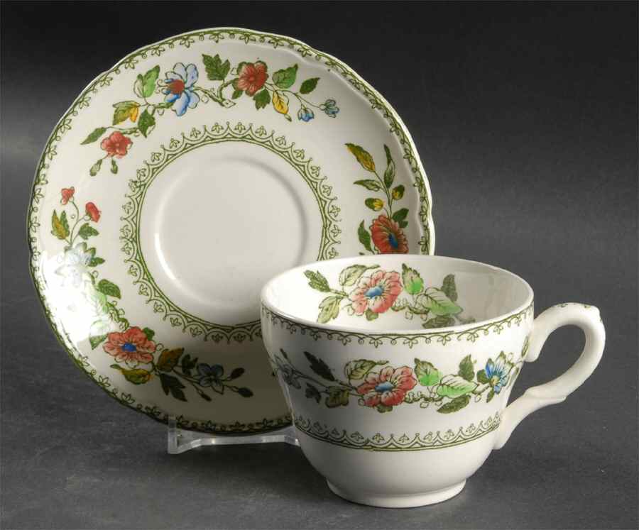 Davenport Green Multicolor Flat Cup & Saucer Set by Wedgwood-1