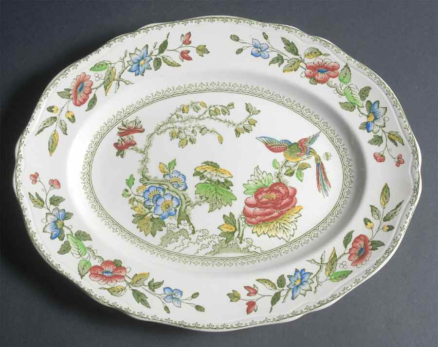 Davenport Green Multicolor 14" Oval Serving Platter by Wedgwood-1