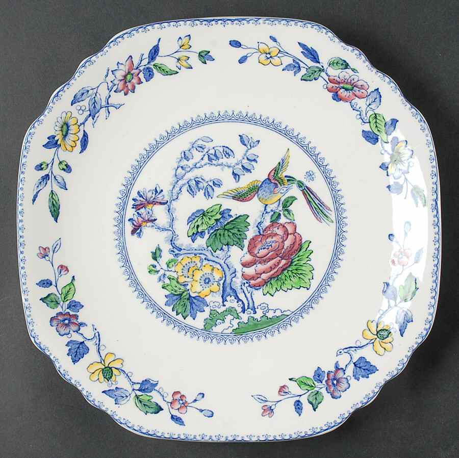 Davenport Blue Multicolor Square Cake Plate by Wedgwood-1