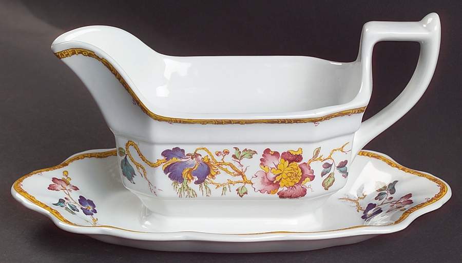 Devon Rose Gravy Boat with Attached Underplate by Wedgwood-1
