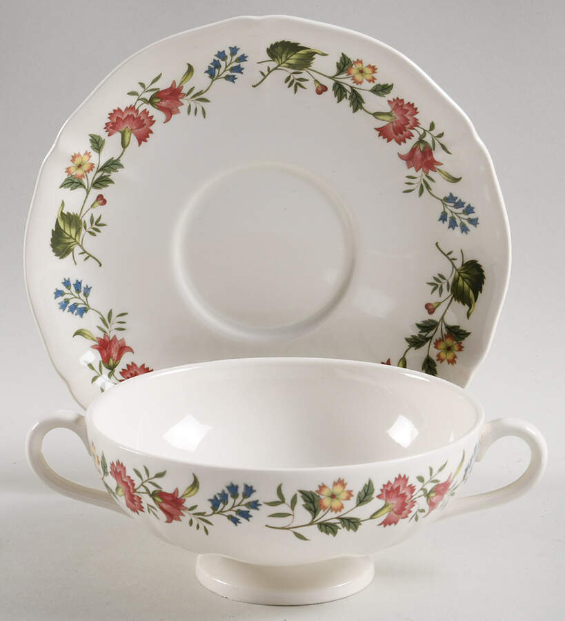 Derwent Scalloped Flat Cream Soup Bowl & Saucer Set by Wedgwood-1
