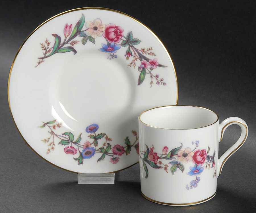 Devon Sprays Bond Shape Demitasse Cup and Saucer Set by Wedgwood-1