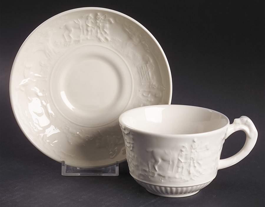 Devonshire (Off White) Flat Cup & Saucer Set by Wedgwood-1