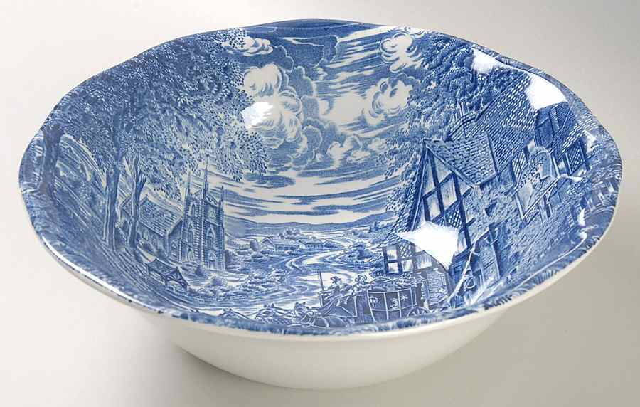 Dickens Coaching Days Blue 8" Round Vegetable Bowl by Wedgwood-1