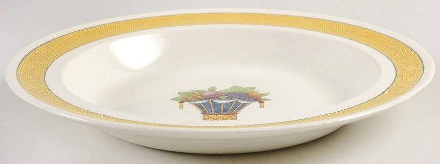Directoire (Yellow Band, Smooth) Large Rim Soup Bowl by Wedgwood-1