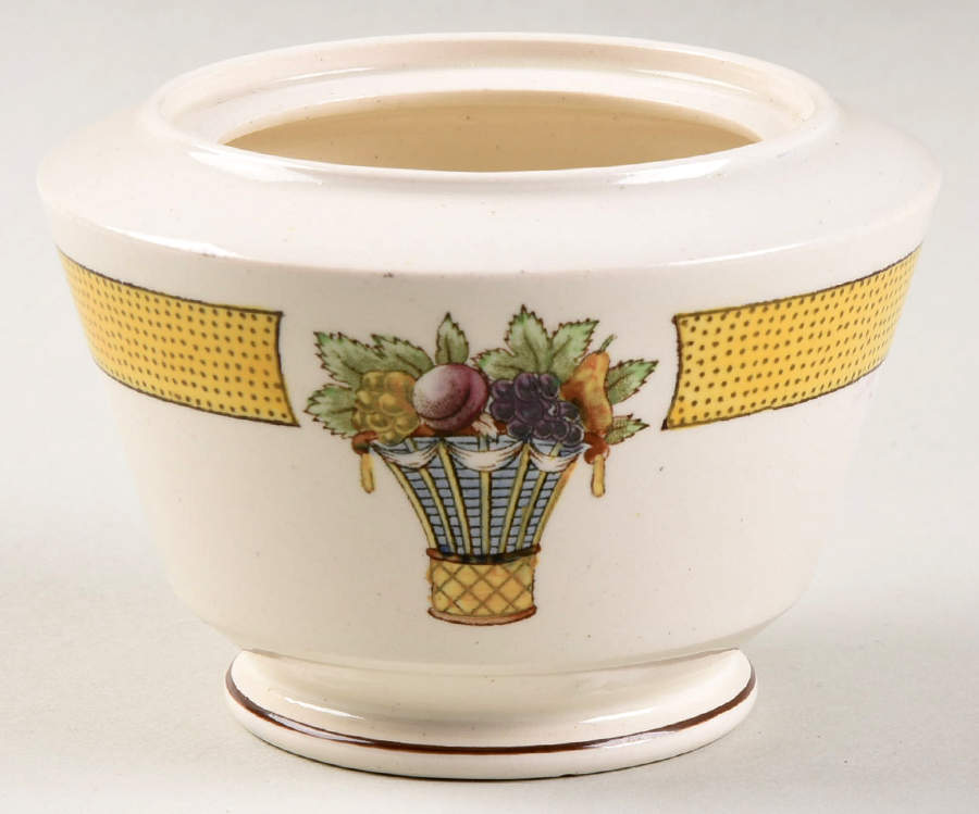 Directoire (Yellow Band, Smooth) Mini Sugar Bowl No Lid by Wedgwood-1
