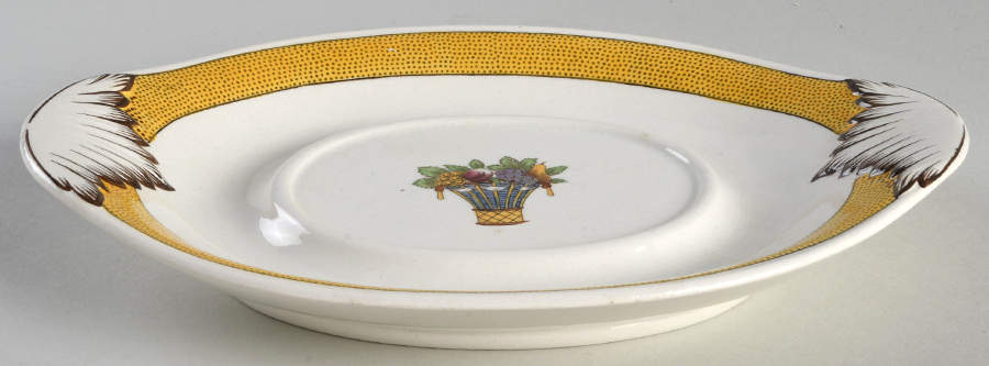 Directoire (Yellow Band, Smooth) Underplate for Sauce Boat by Wedgwood-1