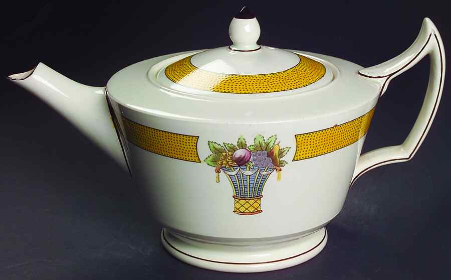 Directoire (Yellow Band, Smooth) Teapot & Lid by Wedgwood-1