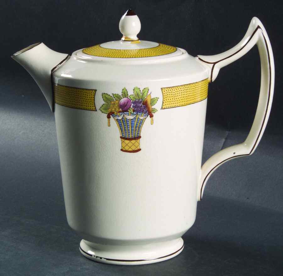 Directoire (Yellow Band, Smooth) Coffee Pot & Lid by Wedgwood-1