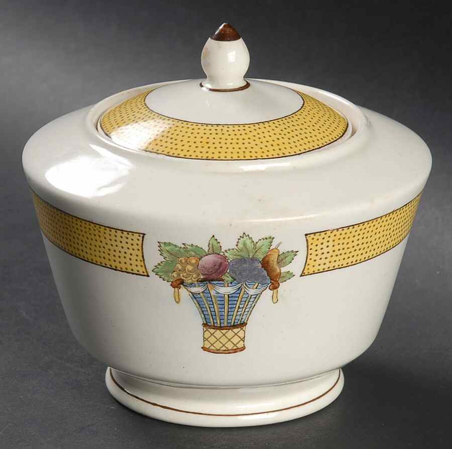 Directoire (Yellow Band, Smooth) Sugar Bowl & Lid by Wedgwood-1