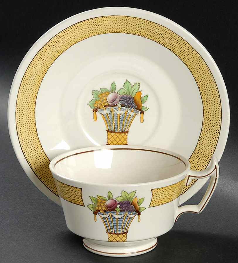 Directoire (Yellow Band, Smooth) Oversized Cup & Saucer Set by Wedgwood-1