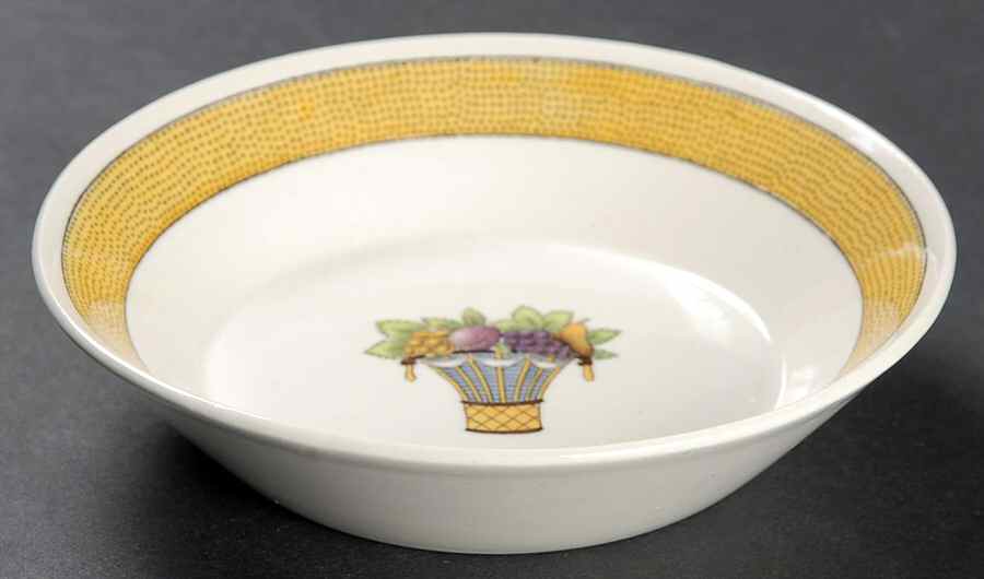 Directoire (Yellow Band, Smooth) Fruit/Dessert (Sauce) Bowl by Wedgwood-1