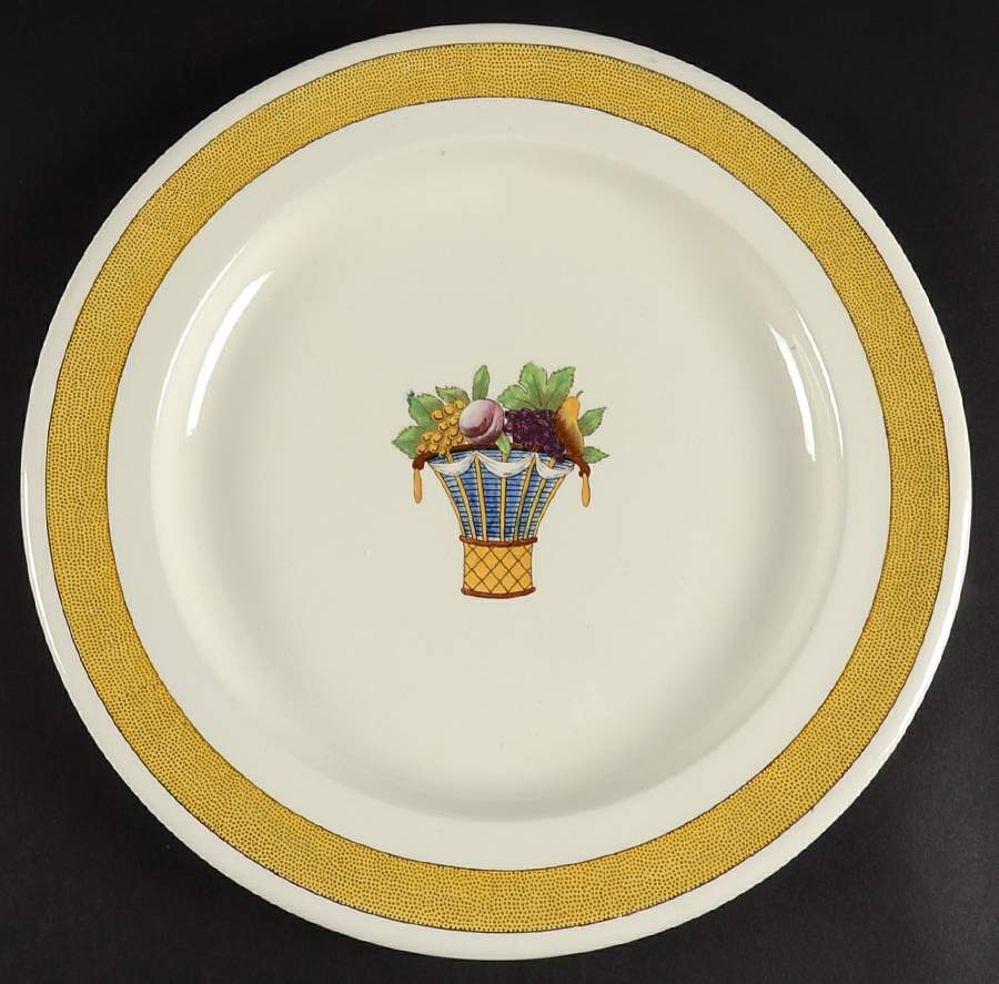 Directoire (Yellow Band, Smooth) 12" Chop Plate (Round Platter) by Wedgwood-1