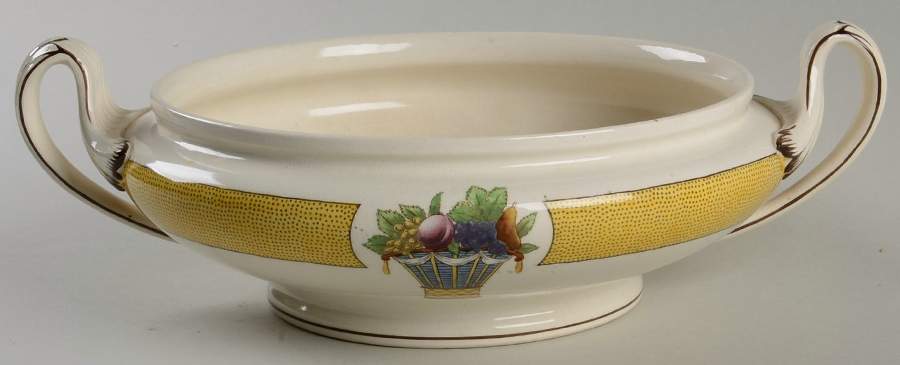 Directoire (Yellow Band, Smooth) Round Vegetable No Lid by Wedgwood-1