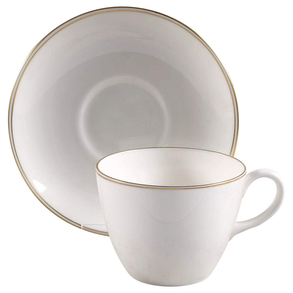 Doric (Gold Trim) Flat Cup & Saucer Set by Wedgwood-1