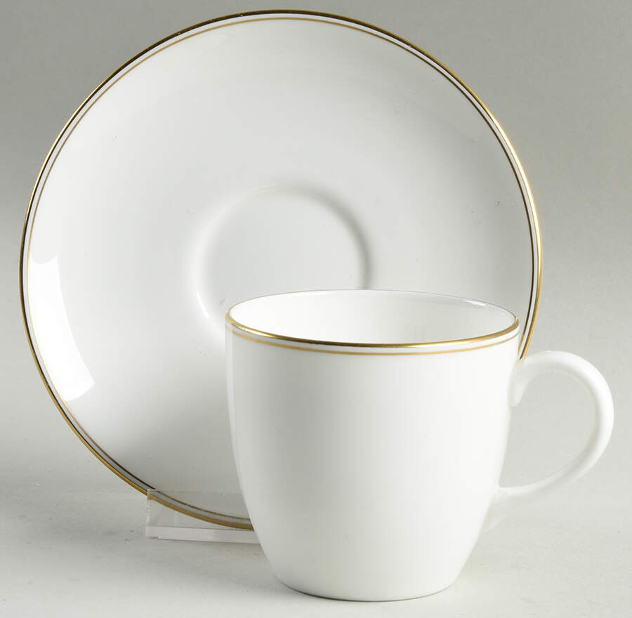 Doric (Gold Trim) Flat Demitasse Cup & Saucer Set by Wedgwood-1