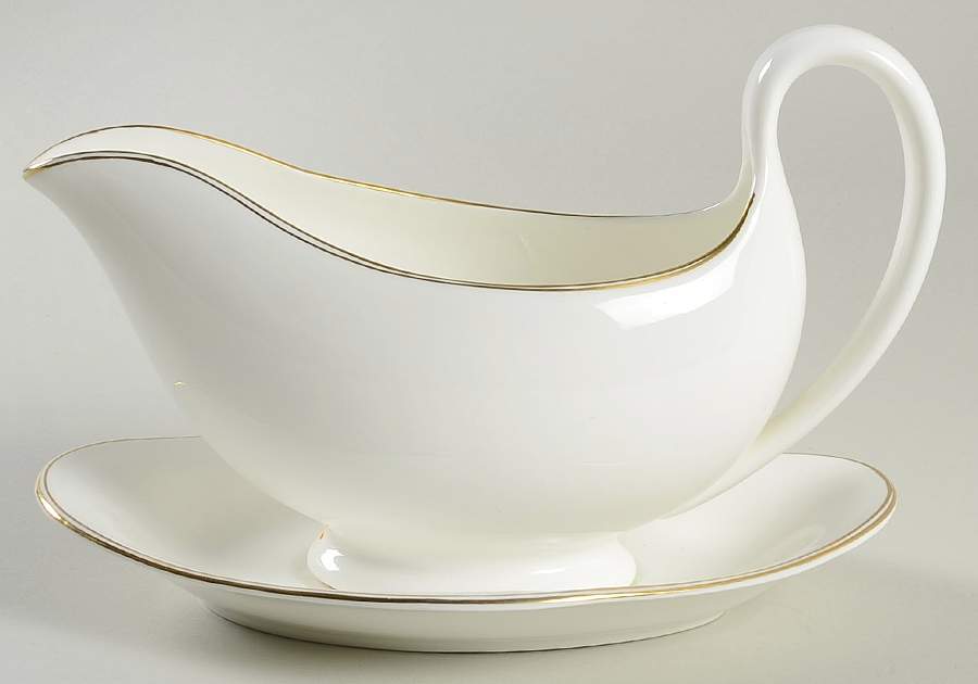 Doric (Gold Trim) Gravy Boat & Underplate by Wedgwood-1