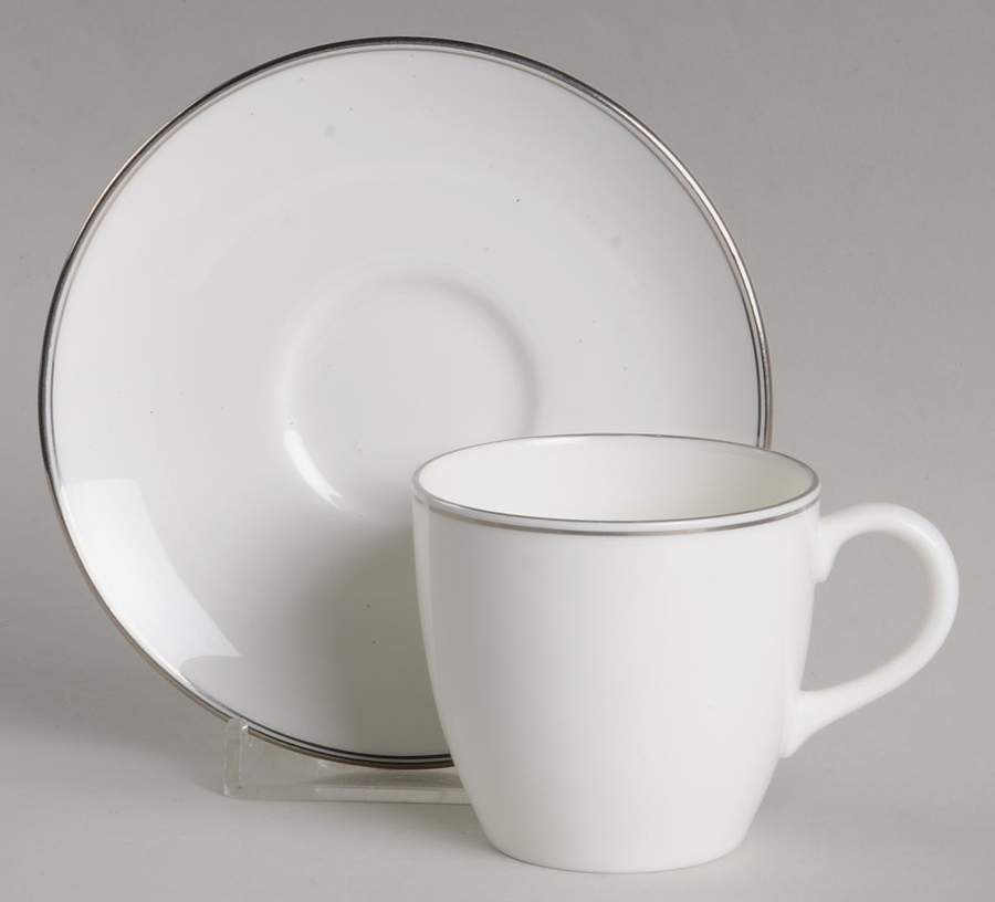 Doric (Platinum Trim) Flat Demitasse Cup & Saucer Set by Wedgwood-1