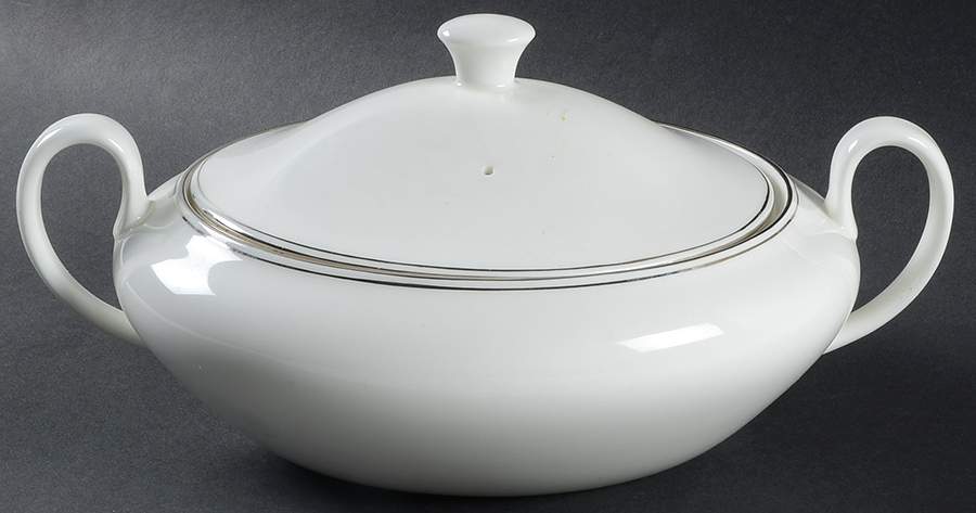 Doric (Platinum Trim) Oval Covered Vegetable by Wedgwood-1
