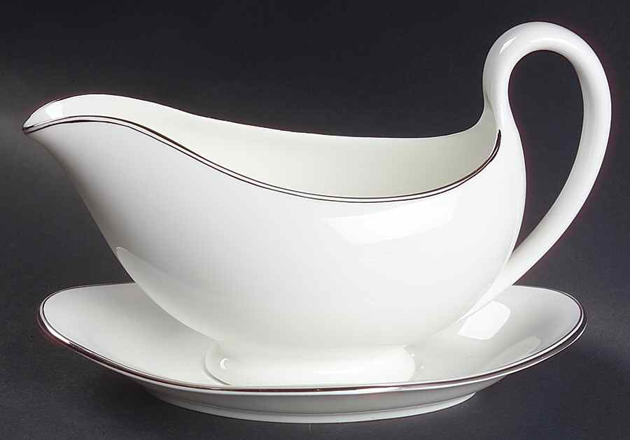 Doric (Platinum Trim) Gravy Boat & Underplate by Wedgwood-1