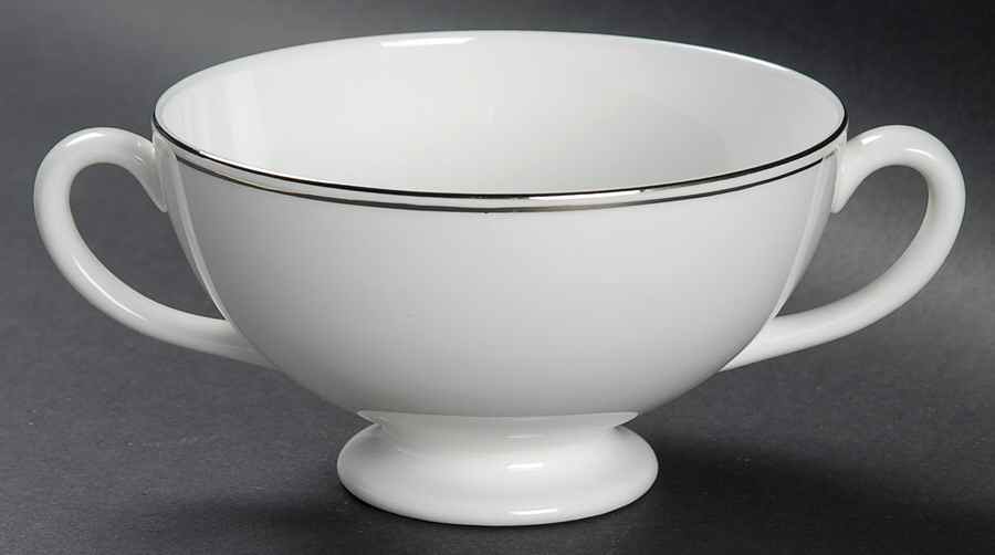 Doric (Platinum Trim) Footed Cream Soup Bowl by Wedgwood-1