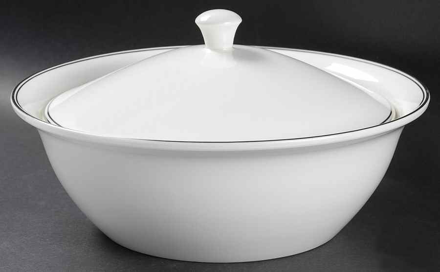 Doric (Platinum Trim) Round Covered Vegetable by Wedgwood-1