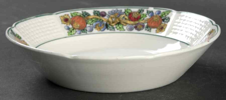 Dover (Scallop, Green Trim) Fruit/Dessert (Sauce) Bowl by Wedgwood-1