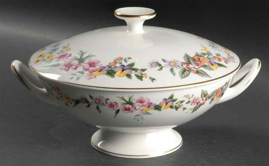 Downland (Gold Trim) Round Covered Vegetable by Wedgwood-1