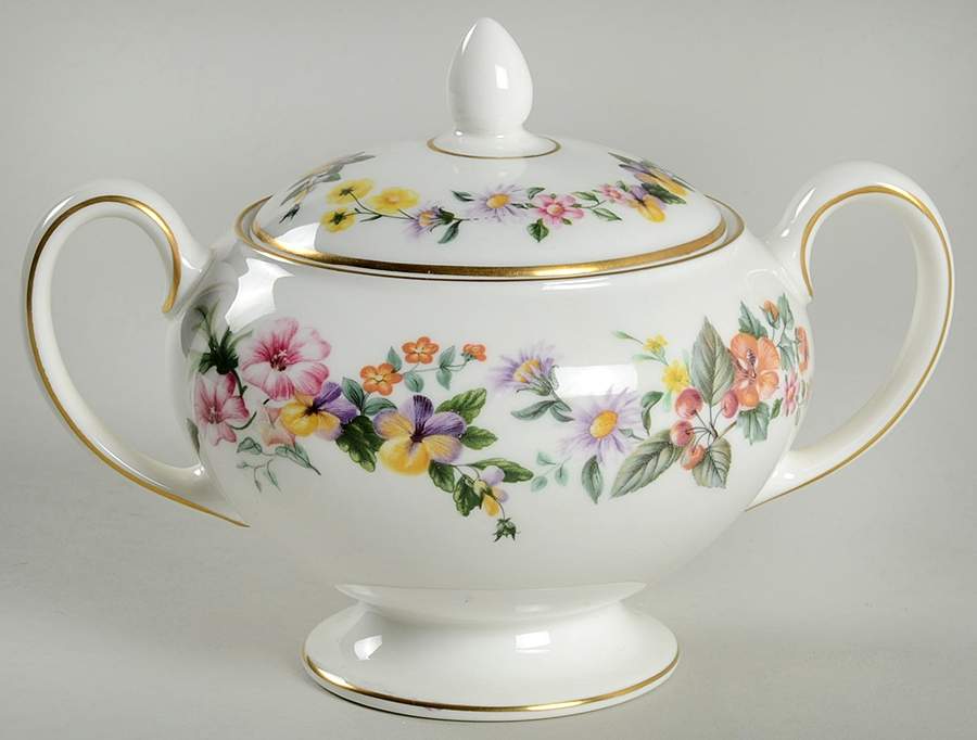 Downland (Gold Trim) Sugar Bowl & Lid by Wedgwood-1